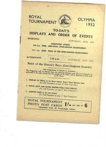 Royal Tournament @ Olympia To-Day`s Displays Order Of Events Programme 28/5/1932 - Picture 1 of 1