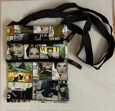 Bolsa tiracolo revista celebridade Vogue com zíper - Imagem 1 de 4