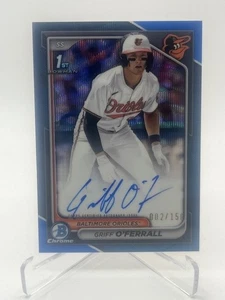 2024 BOWMAN CHROME DRAFT GRIFF O'FERRALL RC AUTO BLUE WAVE REFRACTOR #D 002/150 - Picture 1 of 1