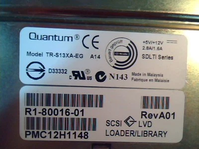 DLT Tape Drive Quantum TR-S13XA-EG R1-80016-01 A01 SCSI SDLTi LVD D33332 - Image 1 of 4