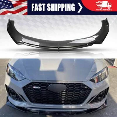 Front Bumper Lip Spoiler Carbon Fiber Canard For Audi A5 S5 Quattro Sportback AB - Image 1 of 4