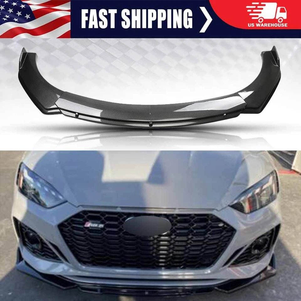Front Bumper Lip Spoiler Carbon Fiber Canard For Audi A5 S5 Quattro Sportback AB - Image 1 of 4