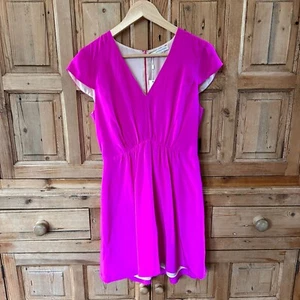 Barbie nuova con etichette marrone lavanda piccolo abito rosa caldo fucsia scollo a V aderente e svasato seta - Foto 1 di 8