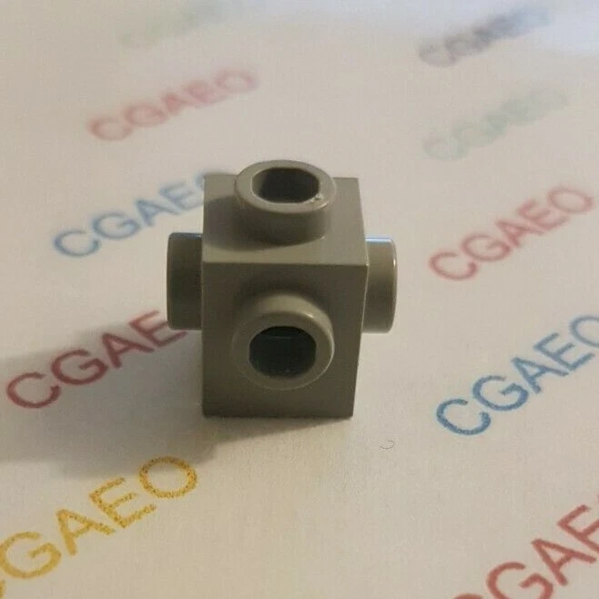 1 X  Lego 4733 Brick, Modified 1 x 1 with Studs on 4 Sides - Light Gray - Photo 1/1