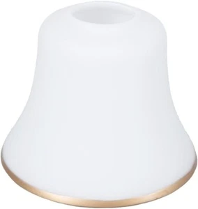 Lampenglas Weiß mit Goldrand | Ersatzglas Höhe 9,5cm | Lampenschirm Ø 11,1cm - Bild 1 von 1