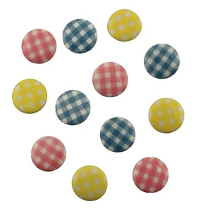 BABY PLAID BUTTONS Pastel Pink Yellow Scrapbooking Sewing Card Making Stamping - Picture 1 of 1