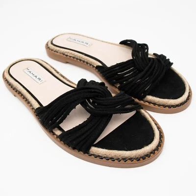 Tahari Cailyn Slides Black Strappy Braided Flip Flop Sandals SIZE 6 - Image 1 of 4