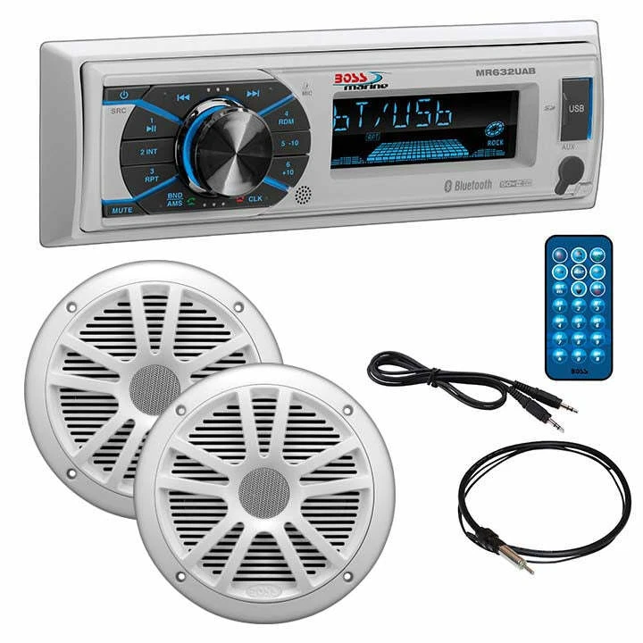 Boss MCK632WB6 Marine Receiver with Bluetooth and Pair 6.5" speakers antenna Aux - Image 1 of 1