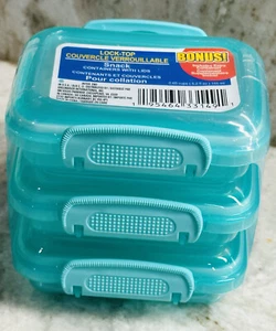 Snack Containers W Locking Lids 5.25oz Ea-Get 3pack-Turquoise -New-(See Below) - Picture 1 of 6