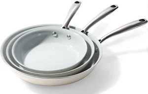 Cookware Ceramic Nonstick Frying Pans: 3Pieces Non Stick Skillet 8 9.5 11 Inches - Picture 1 of 7