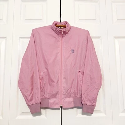 Chaqueta cortavientos de golf vintage años 80 Izod rosa para mujer pequeña cremallera completa TPC con capucha Foto 1 de 4