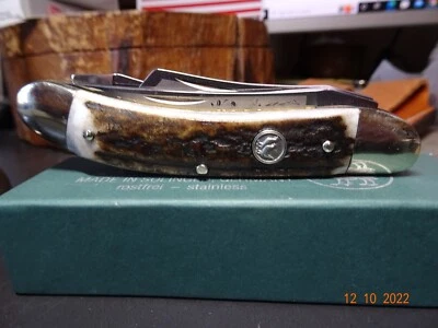 HEN & ROOSTER POCKET KNIFE  STOCKMAN 4" CATTLE RUSTLER SERIES STAG 3- 1095 BLADE - Image 1 of 4