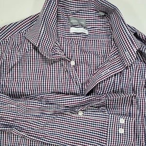 Michael Kors Herren Große 16 32/33 Rot Slim Fit Travel Stretch Langarm Hemd - Bild 1 von 9