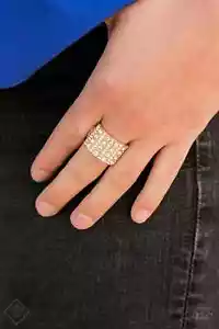 Paparazzi "Diamond Drama" Ring in Gold w White Rhinestones - Picture 1 of 2