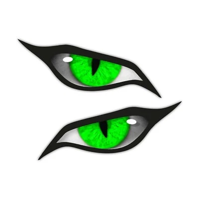 Pair of Evil Eyes Eye in Green Vinyl Car Motorbike Helmet Sticker Decal
