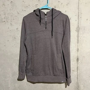 Roxy Sweater Womens Small Gray Pullover Hoodie Quarter Zip Pockets - Picture 1 of 10