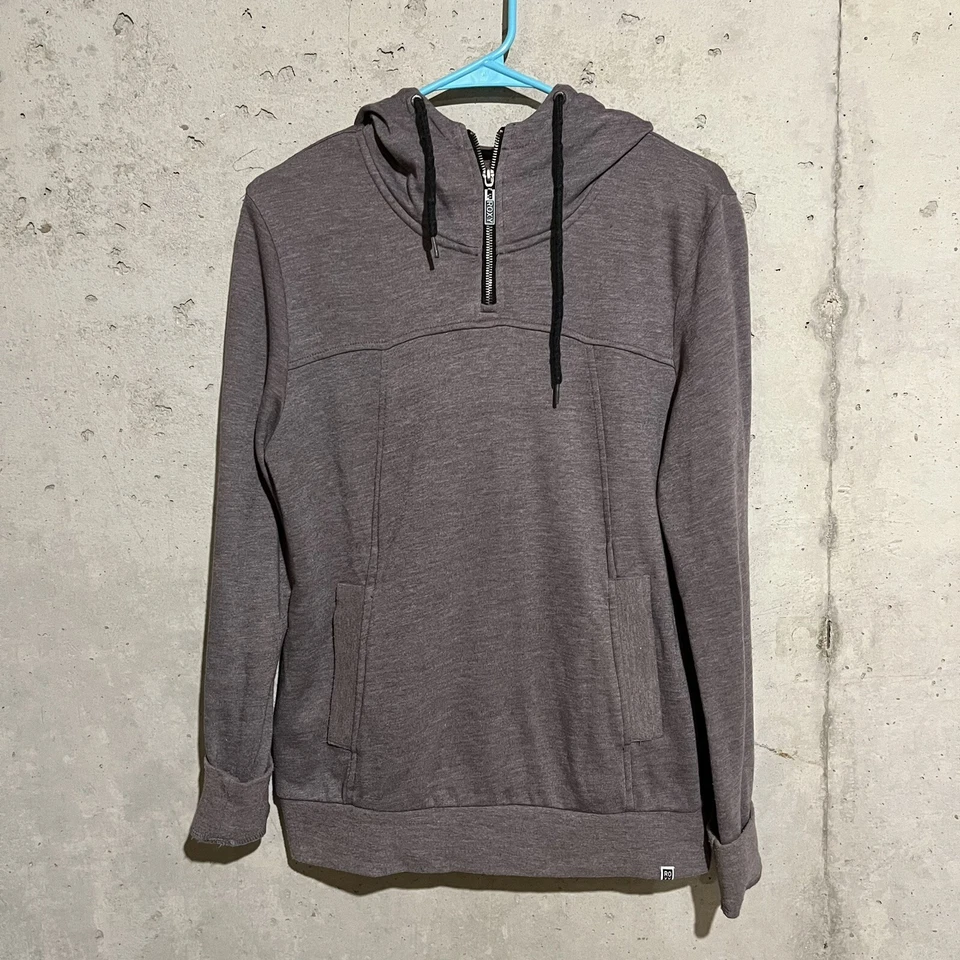 Suéter Roxy Mujer Pequeño Gris Pullover Sudadera con Capucha Cuarto Cremallera Bolsillos Foto 1 de 4
