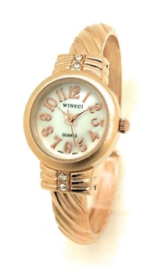 Wincci Damen Metall Armreif Manschette Mode Analog Quarz Uhr Perlen Zifferblatt - Bild 1 von 5