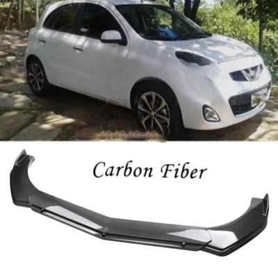 Front Bumper Lip Spoiler Splitter Carbon Fiber For Nissan March Hatchback Body K Foto 1 de 4