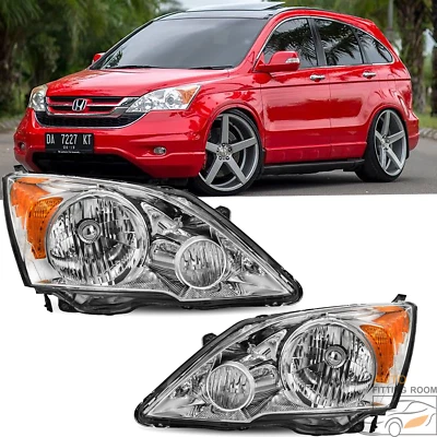 Fit 2007-2011 Honda CRV CR-V Chrome Headlights Assembly Amber Corner Lamps Pair Foto 1 de 4
