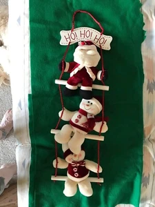 Holiday HO HO HO Ladder with Santa and Snowmen ~ 28 x 8 . - Picture 1 of 4