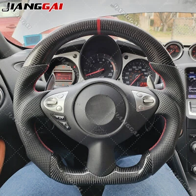 Real Black Carbon Fiber Sport Steering Wheel Fit Nissan 370Z Z34 Nismo 09-21 - Image 1 of 4