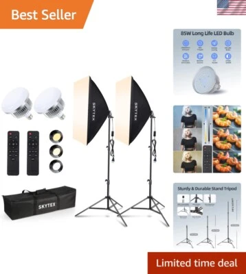 Dimmable Tricolor Softbox Kit - 2 Pack LED Photography Lights with Carrying Bag - Image 1 of 4