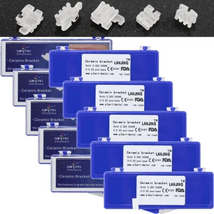 Kit de 10 brackets de ortodoncia dental brackets de cerámica Roth 0.022 345 gancho ranura base - Imagen 1 de 10