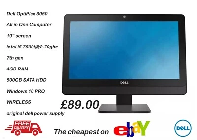 Dell OptiPlex 3050 AIO 19"  intel i5 7th gen 4GB RAM  500GB SATA HDD WIN 10 PRO - Image 1 of 3