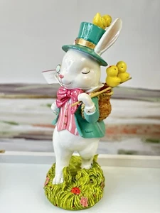 FAO SCHWARZ MAD HATTER Victorian Easter BUNNY RABBIT 14’’ Decorative Figurine - Picture 1 of 8