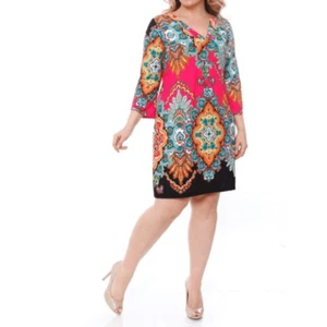 White Mark Dress Womens plus size 1XL V Neck Jersey paisley prints light New - Picture 1 of 11