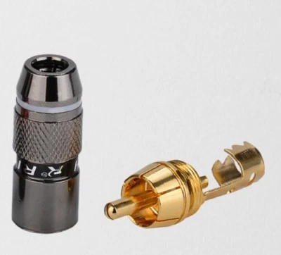 CONNETTORE RCA MASCHIO DA CAVO DA SALDARE NERO NUOVO DJ PLUG PER CONSOLLE - Immagine 1 di 2