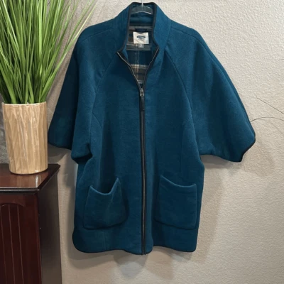 Abrigo capa RB4 Old Navy mezcla lana, media manga, algas marinas bosque talla extra grande Foto 1 de 4