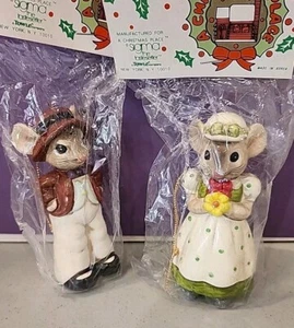 Vintage 60/70er Jahre Pappmaché Mann & Dame G Maus Paar Figur, Neu. 2 Stück - Bild 1 von 4