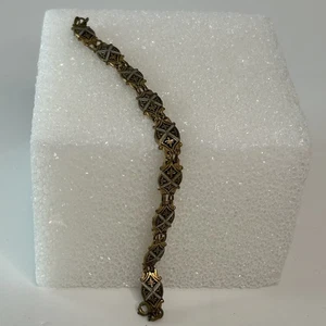 Damaszener spanischer Damast Iris antikes Armband schwarz und gold 7 Zoll lang - Bild 1 von 6