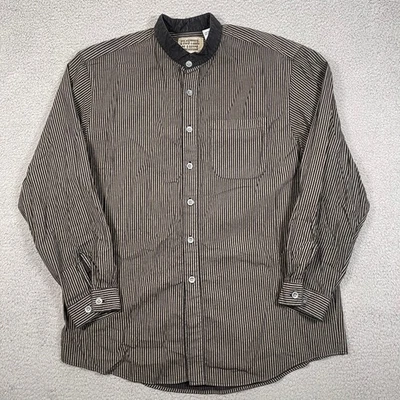 Camisa Frontier Classics Para Hombres L Negra Gris Rayas Vaquero Western Banda Cuello Foto 1 de 4