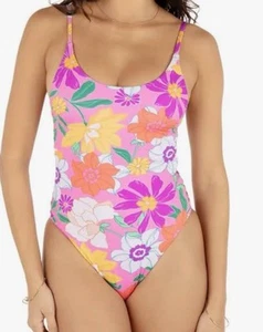 Hurley Juniors Daisy Delight one piece Swimsuit in Pink Pop Medium - Picture 1 of 5