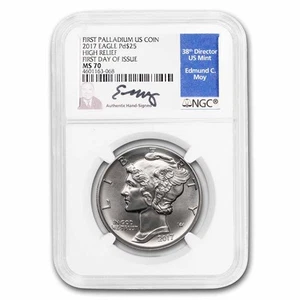 2017 1 oz Palladium Eagle MS-70 NGC (FDI, Edmund C. Moy Signed) - Picture 1 of 3