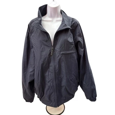 De Colección Croft & Barrow Chaqueta Hombres Talla L Alta Negra Cremallera Completa Cortavientos Nylon Retro Foto 1 de 4