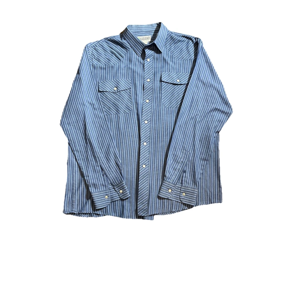 Camisa De Colección Haband Garage Años 60 Abotonada Manga Larga Perla Botones a Presión Bolsillo Foto 1 de 4