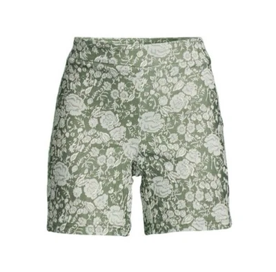 NANETTE LEPORE Sage Green Floral Damask Stretch Biker Shorts Women’s Size M - Image 1 of 4