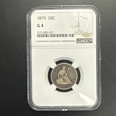 1875 Seated Liberty Twenty Cent Piece 20C NGC G4 - Image 1 of 4