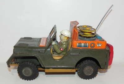 Vintage Japan Tin  Army RECORDER JEEP - Friction Motor -  Free Shipping! - Image 1 of 4