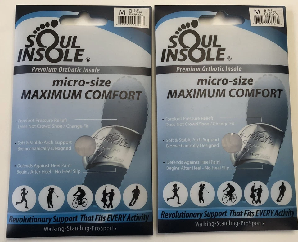 Soul Insole Micro-size MAXIMUM Comfort Premium Orthotic Size Medium Shoe Insoles