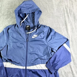 Nike Windrunner Full Zip Hooded Jacket Blue White Colorblock Mens Large L - Picture 1 of 11