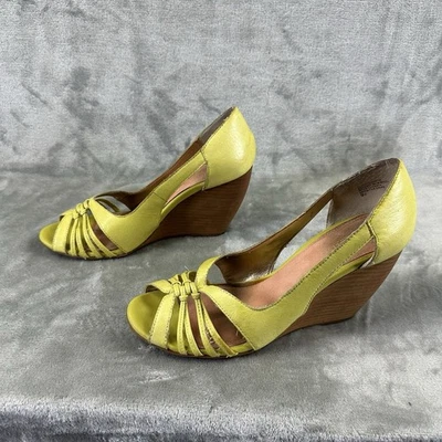 Tacones Seychelles para mujer 9,5 cuero verde punta abierta cuña Foto 1 de 4