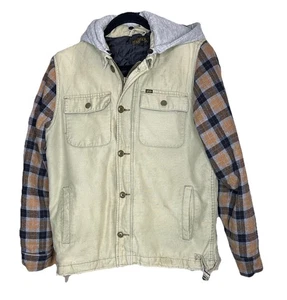 Loser Machine Company Herren Jacke M Khaki Thrashed Canvas und Karo Kapuze Skater - Bild 1 von 23