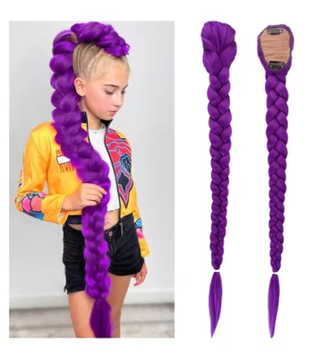 Disfraz Rumi cola de caballo trenzado púrpura 26" pinza de pelo sintética para niños Foto 1 de 4