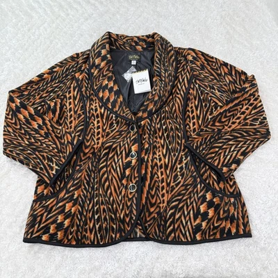 Chaqueta Bob Mackie Mujer XL Estampado Animal Nueva Con Etiquetas Rodeo Boho Artística Vaquera Occidental Foto 1 de 4