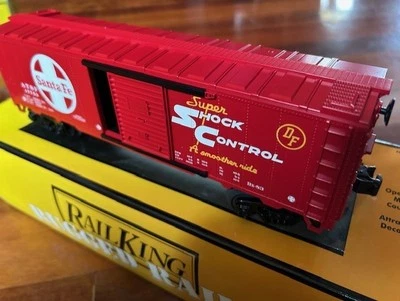 SANTA FE " SHOCK CONTROL " ATSF RED SINGLE DOOR BOXCAR O GUAGE MTH RAILING - NEW - Image 1 of 4
